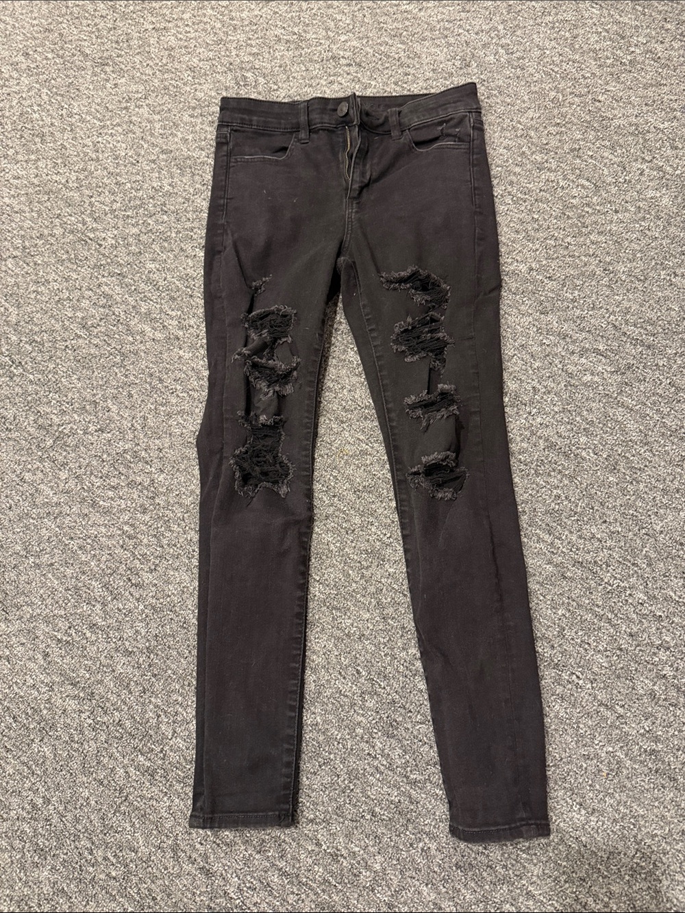 American Eagle Outfitters Black Ripped Skinny Jeans